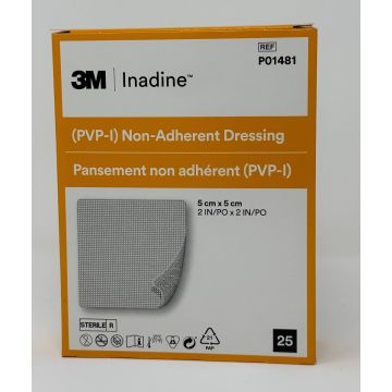 Inadine Iodine Non-Adherent Dressings 5cm x 5cm (Box of 25)