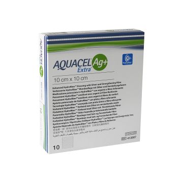 Aquacel Ag+ Extra Enhanced Hydrofiber Dressing 10cm x 10cm 413567 (x10) 