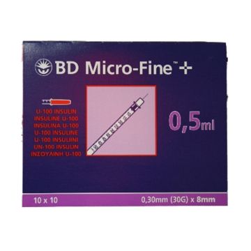 BD Micro-Fine  Syringes U100 0.5ml 30G x 8mm (x100)