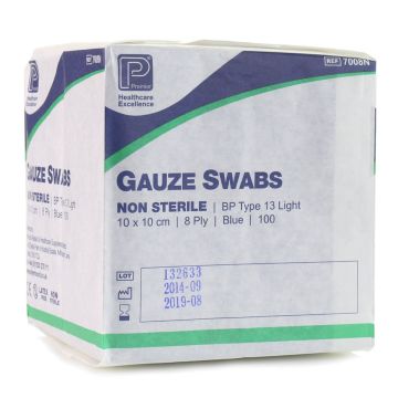 Gauze Swabs BP 10cm x 10cm 8-PLY Type 13 Light (x100)