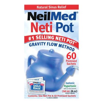 NeilMed NasaFlo Sinus Relief Neti Pot With 60 Sachets