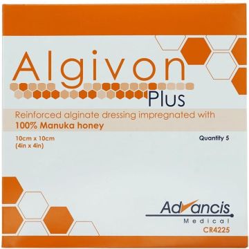 Advancis Algivon Plus Reinforced Manuka Honey Alginate Dressing 10cm x 10cm (x5) CR4225