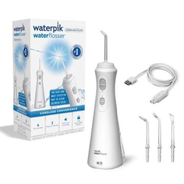 Waterpik Cordless Plus WP490 USB Rechargeable Water Flosser WHITE with 4 Tips