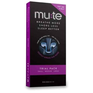 MUTE Nasal Dilator for Better Breathing and Snoring Reduction -Trial Pack- S / M / L