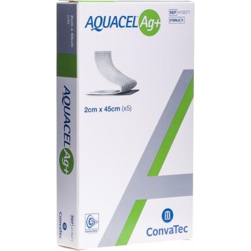 Aquacel Ag+ Extra Enhanced Hydrofiber Dressing 2cm x 45cm 413571 (x5)