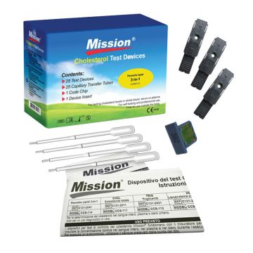 Mission Cholesterol 3-1 Lipid Test Panels Cassettes - Chol/HDL/Trig (x25)