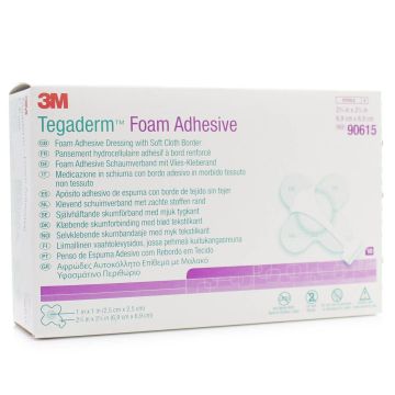 Tegaderm Foam Adhesive Wrap Dressing with Soft Cloth Border 90615 6.9cm x 6.9cm (x10)